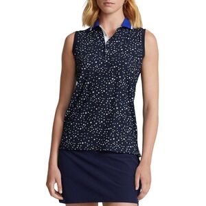 RLX Ralph Lauren Women's Airflow Sleeveless Golf Polo Shirt‎ Navy Stars Size M